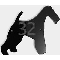 Fox Terrier Wire Coat Hundetür Hausnummer Schild in Schwarz von LAtelierLaserProduct