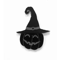 Halloween Kürbis Gesicht Mit Hexenhut Kühlschrankmagnet Geschenk in Schwarz von LAtelierLaserProduct