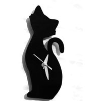 Niedliche Katzenuhr Im Schwarzen Acrylgeschenk von LAtelierLaserProduct