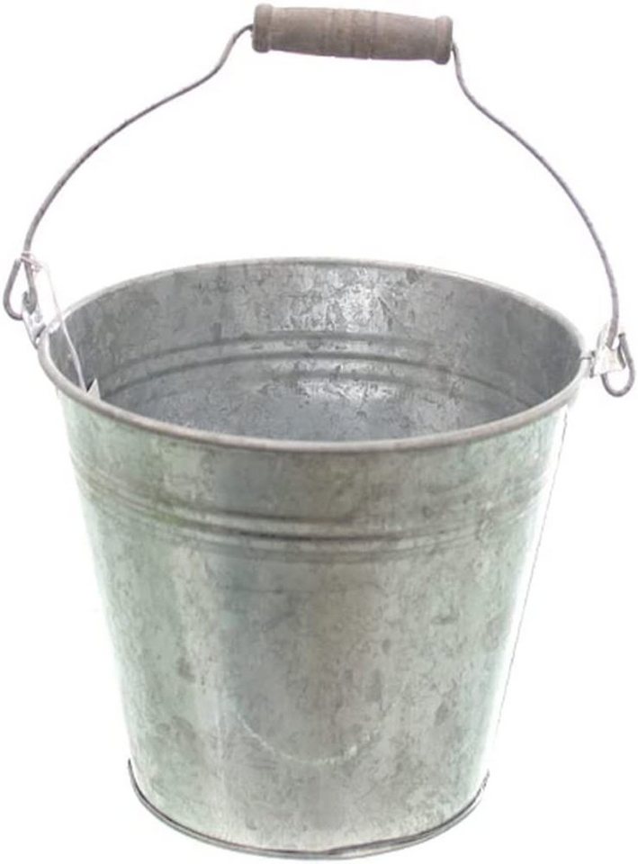 LB H&F Lilienburg Blumentopf Eimer Zink Metall Metalleimer Vintage Blecheimer Nostalgie (Wassereimer Gartenteich Vintage Nostalgie Blumenkübel Herbst Winter Weihnachten silber groß, Pflanzeimer Pflanzkübel Miniteich Blumentopf Übertopf Landhaus), Dekoeimer Deko Ascheeimer Zinkeimer Garten Garteneimer von LB H&F Lilienburg