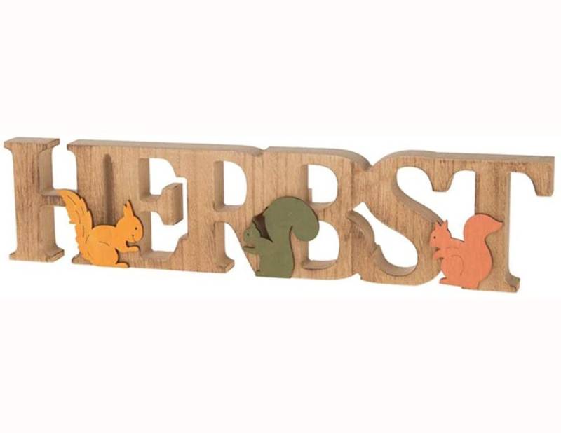 LB H&F Lilienburg Deko-Schriftzug Herbstdeko Herbstdekoration Deko Dekoration Herbst Schriftzug (Tischdeko Aufsteller Fensterbrett Dekofigur Holz braun Figur Buchstaben Eichhoernchen) von LB H&F Lilienburg