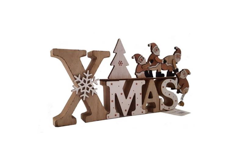 LB H&F Lilienburg Deko-Schriftzug LB H&F Weihnachtsdeko Schriftzug Xmas Purzelnde Nikoläuse (zum hinstellen Holz Holzaufsteller Nikolaus Weihnachtsmann Weihnachten Deko), purzelnde Nikoläuse, mit Glöckchen von LB H&F Lilienburg