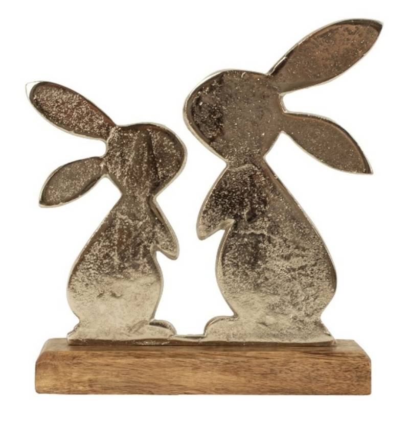 LB H&F Lilienburg Dekofigur Osterdeko Deko Ostern Dekoration ALU Holz Silber Frühlingsdeko (Fensterbrett Schriftzug 2024 kaufen Objekt Skulptur Schild Tischdekoration Dekofigur edel Design Wohnzimmer Osterfigur Deko Hase Kaninchen Häschen Geschenk Mutter Hasenpaar Liebe Familie Family, modern Osterschmuck Tischdeko Tischschmuck Fenster Frühling), Frühjahr Frühjahrsdeko zum hinstellen aufstellen OSTERHASE ALU von LB H&F Lilienburg