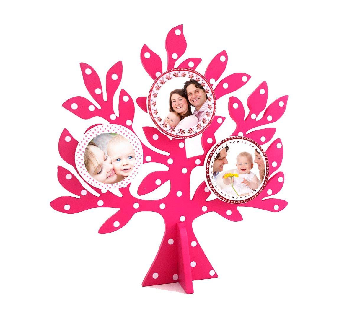 LB H&F Lilienburg Dekoobjekt Bilderrahmen Fotorahmen Familienbaum Fotobaum Geschenk Geburt Hochzeit Babygeschenk Foto Collage Gedächtnisbaum Baum Dekofigur Dekoobjekt Stammbaum Bilderhalter Lebensbaum PINK von LB H&F Lilienburg