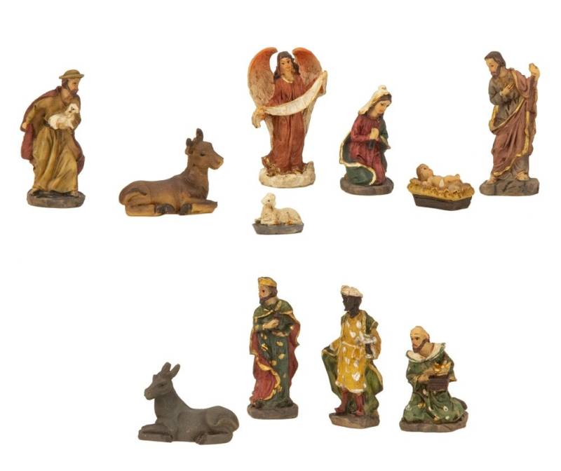 LB H&F Lilienburg Krippenfigur Miniatur Krippenfigur Krippenfiguren Weihnachtskrippe Set 11tlg. (Adventsdeko Weihnachten Advent christus geburt jesus religion), ca. 1 bis 5 cm groß, Weichnachtsdeko Krippe Krippenstall klein, schaf krippenhaus), Weihnachten, vintage Nostalgie set), tirol bauernkrippe tradition jesuskind könige esel mini Figuren von LB H&F Lilienburg