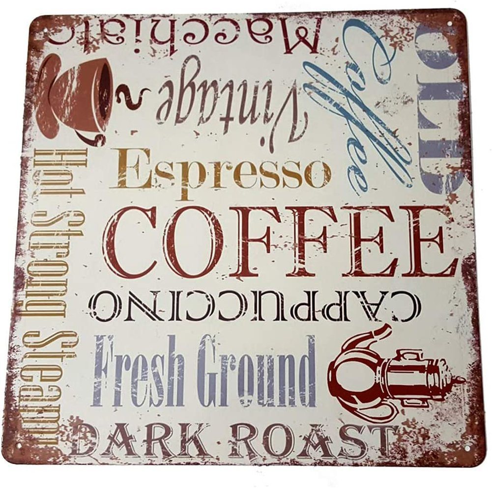 LB H&F Lilienburg Hängedekoration Schild Bild Blechschild Kaffee Coffee Retro Vintage Wanddeko Küche (Spruch Sprüche), Wandbild modern Küchendeko Deko Geschenk Idee Weihnachten von LB H&F Lilienburg