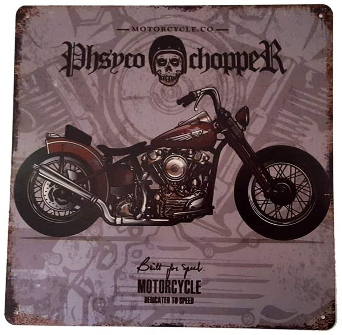 LB H&F Lilienburg Metallbild Schild Blechschild Metallschild Wandbild Wanddeko Wandschild Wandbild Bild Spruch Text Vintage Retro Nostalgie nostalgisch Blech Metall antik Deko Totenkopf Motorrad Biker Garage Schrauber Papa Geschenk von LB H&F Lilienburg