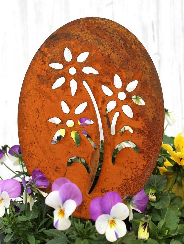 LB H&F Lilienburg Osterei Osterdeko Deko Ostern Frühling Osterei Rost Metall aussen draussen (aussenbereich Edelrost Garte ndeko Gartenstecker Frühlingsdeko groß xl Silhouette, Osterfigur Osterstecker Dekostecker Metallstecker Ei Dekoration), Geschenk Fenster kaufen 2023 Ostereier Rostei Tischdeko von LB H&F Lilienburg