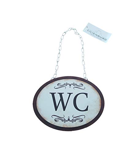 1 x WC Türschild Blechschild Tür Vintage Schild Nostalgie Toilette Gäste-WC Klo-Schild 17,5cm für Frauen + Männer mehrfarbig von LB H&F