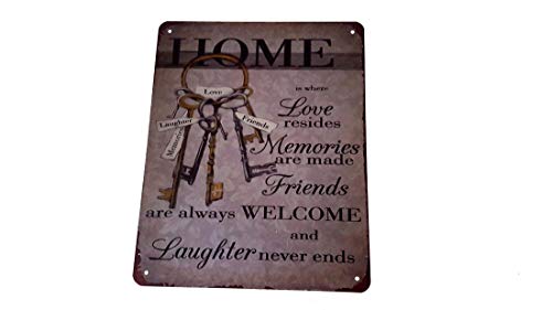 Blechschild Blech Schild Metallschild Nostalgie Retro Home Welcome Friends (Love) von LB H&F