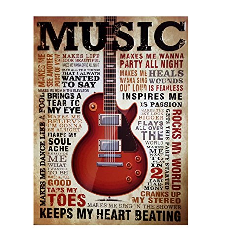 Blechschild retro Wohnzimmer Küche Blech Schild Metallschild Nostalgie Retro MUSIK 40x30 cm gross geprägt von LB H&F