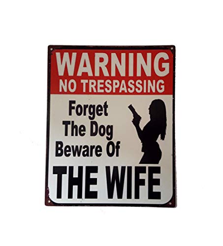 LB H&F Blechschild Blech Schild Metallschild Nostalgie Retro Frauen Wife Warnung Achtung 25x20cm (2) von LB H&F