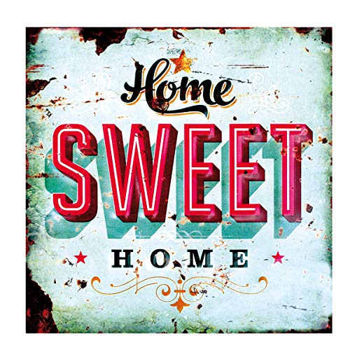 LB H&F Blechschild Blech Schild Metallschild Nostalgie Retro Home Sweet Home türkis 30x30 cm Gross (Home) von LB H&F