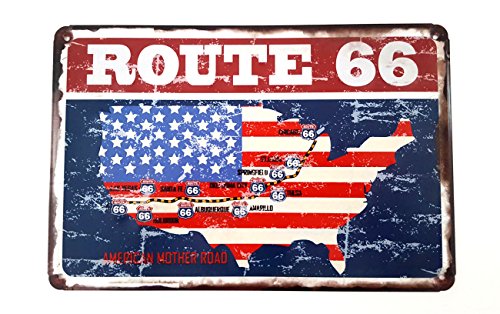 LB H&F Blechschild Retro Amerika Nostalgie Retro Auto Tür Route 66 Fahne USA Schild 30x20 cm Gross von LB H&F