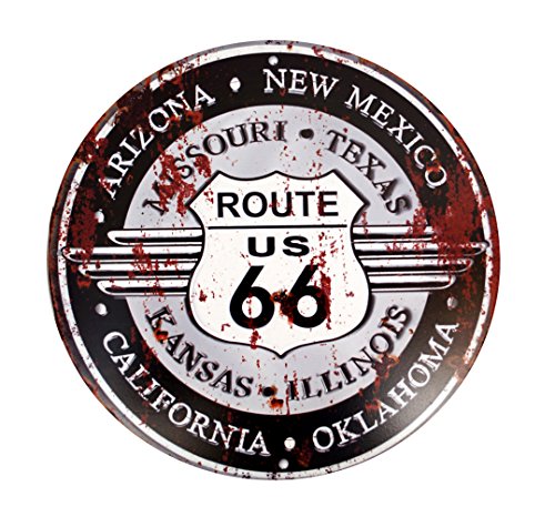 LB H&F Blechschild Nostalgie Retro Auto Tür Route 66 Motorrad Schild RUND von LB H&F