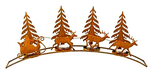 LB H&F Herbstdeko Weihnachtsdeko AUFSTELLER Deko Dekoration Dekofigur Herbst Winter Weihnachten Metall Rost Gartenstecker (Adventskranz Hirsch Rost) von LB H&F