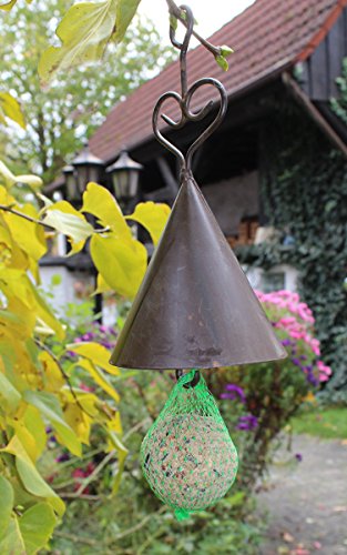 LB H&F Meisenknödelhalter Metall braun mit Regenschutz Futterstation Vogelfutterstelle Meisenknödeldach Spatz Vögel von LB H&F