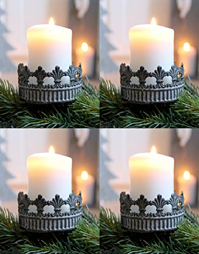 LB H&F Set 4 x Adventskranz Stecker Silber Ornament groß (FLO) von LB H&F