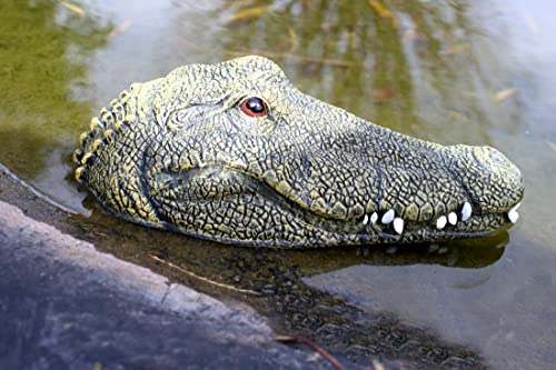 LB H&F Teichfigur Krokodil Kopf Schwimmtier Alligator Dekofigur Gartenfigur 24x12cm Tierfigur Gartenteich Miniteich grün PO (Krokodil) von LB H&F