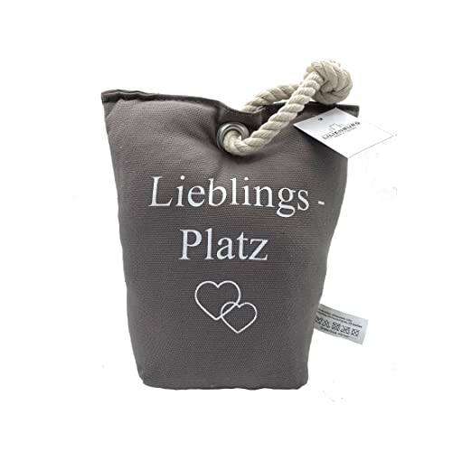 Lilienburg Türstopper Grau Herz schwer Lieblingsplatz Stoff Sack Vintage Home 2 kg (Lieblingsplatz) von LB H&F