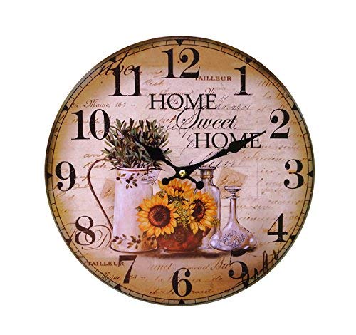 Lilienburg Wanduhr ohne tickgeräuche Vintage Küchenuhr lautlos Uhr grün braun gelb Home von LB H&F