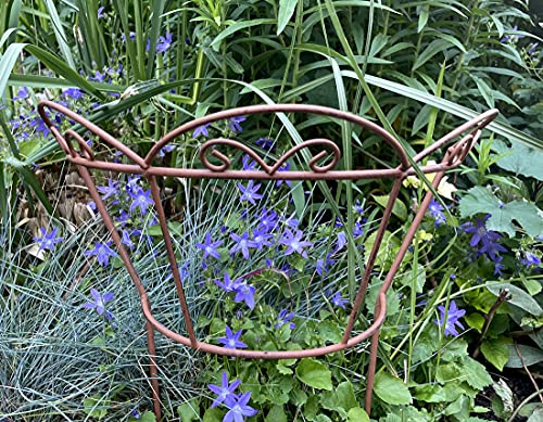 Staudenhalter Rankhilfe Bogen Zaunelement Metall Antik Design - 54x33 cm Gross (Rost) von LB H&F