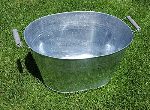 Zinkwanne groß oval Zinkschale 46 cm Gartendeko auch als Miniteich Pflanztopf Zinkbottich Blumentopf Pflanzschale 30 Liter(B) von LB H&F