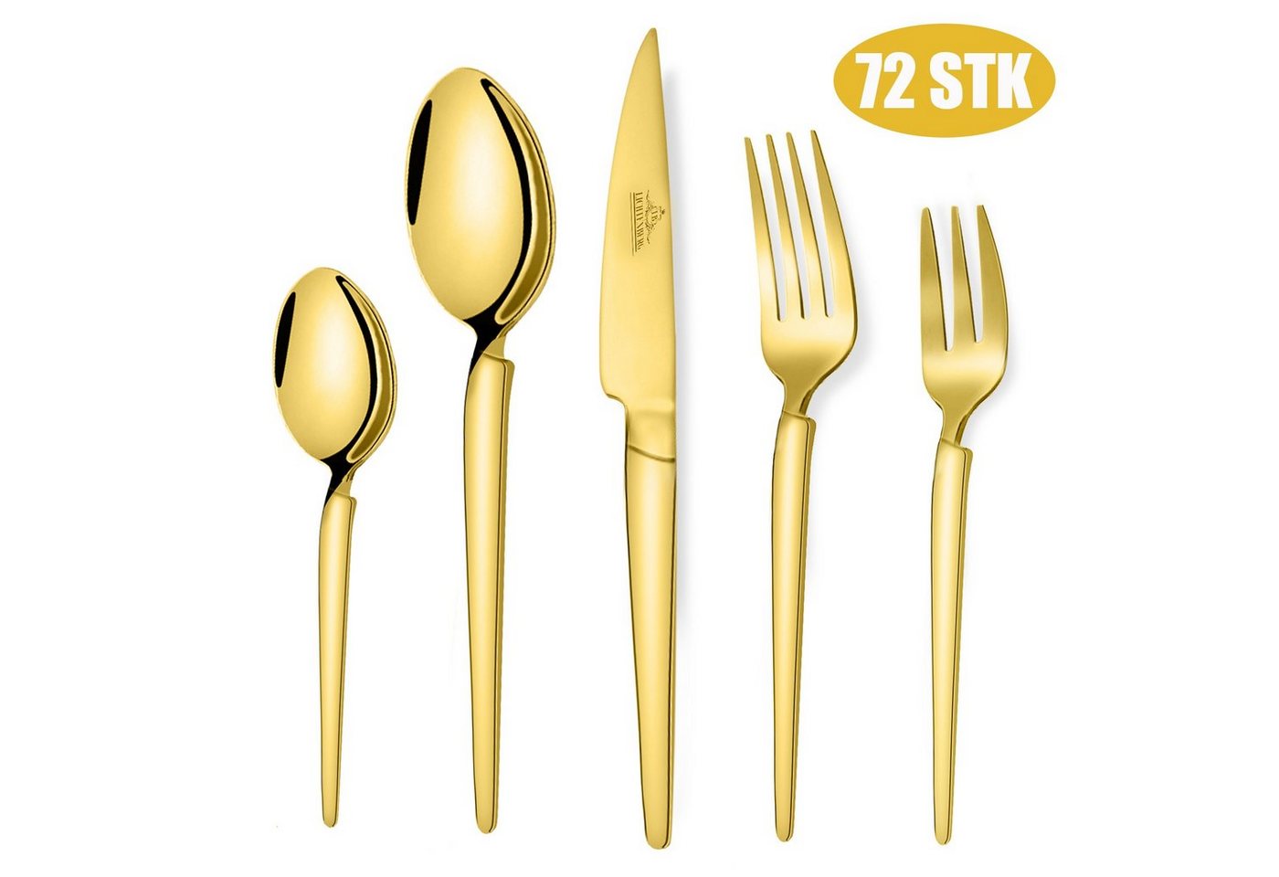 LB LICHTENBERG Besteck-Set 72 teilig Essbesteck Set Für 12 Personen, 18/10 Edelstahl, glänzend, inkl. Messer, Gabel, Löffel, Teelöffel Essbesteck, Spülmaschinenfest von LB LICHTENBERG