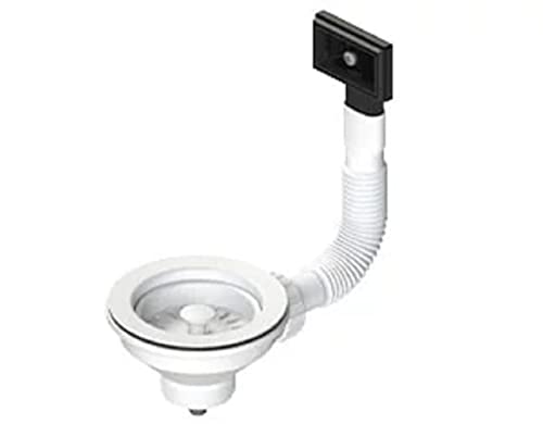 Abfluss Korbstopfen weiß Spülbecken Stahl D114 x 54 mm mit Überlauf rechteckig 1 1/2 L.B. Plast D601-WH-EL von LB PLAST