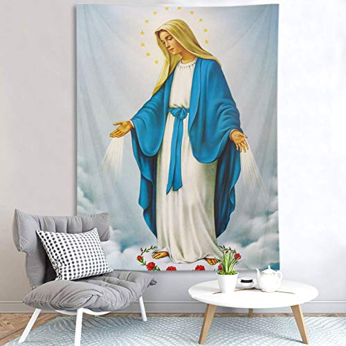 LB 180x235cm Wandteppich Jungfrau Maria Wandtuch Paradies Wandbehang Christian Tapisserie für Wohnzimmer Schlafzimmer Wohnheim Wanddeko von LB