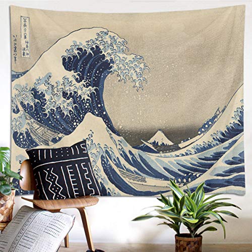 LB 235x180cm Wandteppich Ozeanwelle Wandtuch Surfen im Meer Wandbehang Japanischer Stil Tapisserie für Wohnzimmer Schlafzimmer Wohnheim Wanddeko von LB