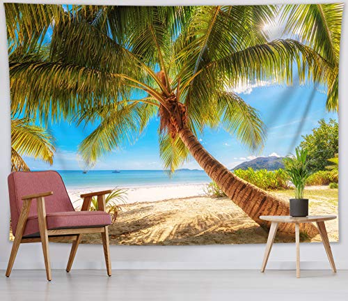 LB 235x180cm Wandteppich Tropische Insel Wandtuch Palme Strand Ozean Wandbehang Sommerlandschaft Tapisserie für Wohnzimmer Schlafzimmer Wohnheim Wanddeko von LB