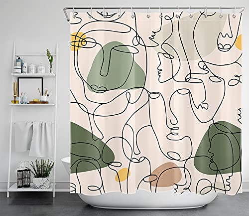 LB Abstraktes Gesicht Duschvorhang 180x180cm Minimalistische Frauengesichter Antischimmel Wasserdicht Badezimmer Vorhänge, Kunst Mitte Jahrhunderts Polyester Stoff Bad Vorhang mit Haken LB Abstraktes Gesicht Duschvorhang 180x180cm Minimalistische Frauengesichter Antischimmel Wasserdicht Badezimmer Vorhänge, Kunst Mitte Jahrhunderts Polyester Stoff Bad Vorhang mit Haken von LB