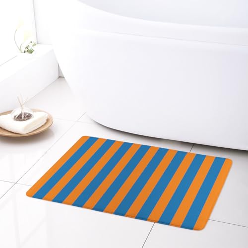 LB Blau und orange gestreift Badematte Abstrakte Kunst Fußabtreter 60x40cm Modern rutschfest Weich Saugfähig Waschbar Bodenmatte zum Tür Bad Schlafzimmer Innen Dekoration LB Blau und orange gestreift Badematte Abstrakte Kunst Fußabtreter 60x40cm Modern rutschfest Weich Saugfähig Waschbar Bodenmatte zum Tür Bad Schlafzimmer Innen Dekoration von LB