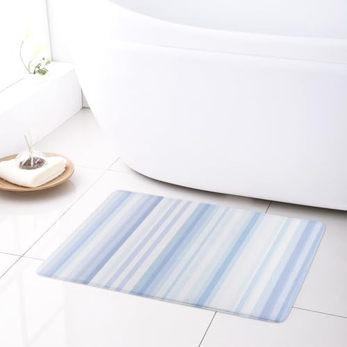 LB Blau und weiß gestreift Badematte Abstrakte Ombre Kunst Fußabtreter 60x40cm Modern rutschfest Weich Saugfähig Waschbar Bodenmatte zum Tür Bad Schlafzimmer Innen Dekoration LB Blau und weiß gestreift Badematte Abstrakte Ombre Kunst Fußabtreter 60x40cm Modern rutschfest Weich Saugfähig Waschbar Bodenmatte zum Tür Bad Schlafzimmer Innen Dekoration von LB