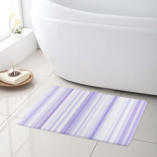 LB Lila und Weiß gestreift Badematte Abstrakte Ombre Kunst Fußabtreter 60x40cm Modern rutschfest Weich Saugfähig Waschbar Bodenmatte zum Tür Bad Schlafzimmer Innen Dekoration LB Lila und Weiß gestreift Badematte Abstrakte Ombre Kunst Fußabtreter 60x40cm Modern rutschfest Weich Saugfähig Waschbar Bodenmatte zum Tür Bad Schlafzimmer Innen Dekoration von LB