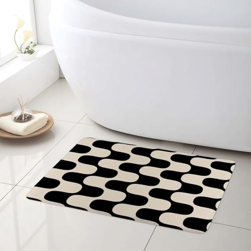 LB Modern Badematte schwarz gestreift auf Vintage Beige Fußabtreter 60x40cm Abstrakte Kunst rutschfest Weich Saugfähig Waschbar Bodenmatte zum Tür Bad Schlafzimmer Innen Dekoration LB Modern Badematte schwarz gestreift auf Vintage Beige Fußabtreter 60x40cm Abstrakte Kunst rutschfest Weich Saugfähig Waschbar Bodenmatte zum Tür Bad Schlafzimmer Innen Dekoration von LB