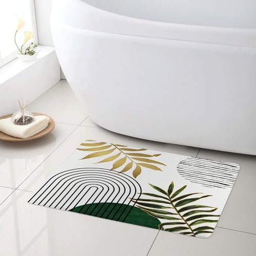 LB Moderne Geometrische Badematte Schwarzes gestreiftes grünes Blatt Fußabtreter 60x40cm Abstrakte Kunst rutschfest Weich Saugfähig Waschbar Bodenmatte zum Tür Bad Schlafzimmer Innen Dekoration LB Moderne Geometrische Badematte Schwarzes gestreiftes grünes Blatt Fußabtreter 60x40cm Abstrakte Kunst rutschfest Weich Saugfähig Waschbar Bodenmatte zum Tür Bad Schlafzimmer Innen Dekoration von LB