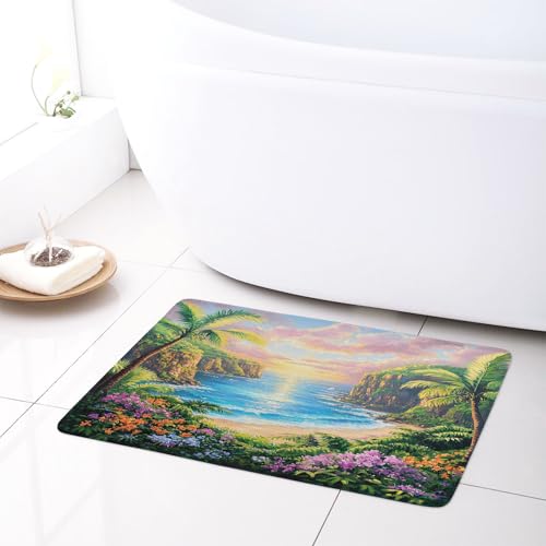 LB Strand an der Küste Badematte Palme Garten Blume Grüne Pflanzen Fußabtreter 60x40cm Landschaft rutschfest Weich Saugfähig Waschbar Bodenmatte zum Tür Bad Schlafzimmer Innen Dekoration LB Strand an der Küste Badematte Palme Garten Blume Grüne Pflanzen Fußabtreter 60x40cm Landschaft rutschfest Weich Saugfähig Waschbar Bodenmatte zum Tür Bad Schlafzimmer Innen Dekoration von LB