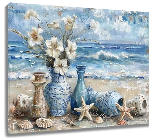 LB Wandbilder Blaue Küste Poster Blume in Vase am tropischen Strand Wanddruck Abstraktes Meer Leinwand Bilder für Wohnzimmer Schlafzimmer Badezimmer Wand Deko,60x40cm Ungerahmt LB Wandbilder Blaue Küste Poster Blume in Vase am tropischen Strand Wanddruck Abstraktes Meer Leinwand Bilder für Wohnzimmer Schlafzimmer Badezimmer Wand Deko,60x40cm Ungerahmt von LB