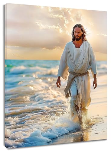 LB Wandbilder Tropischer Strand Wanddruck Jesus geht an der Küste entlang Leinwand Bilder Christlich Poster für Wohnzimmer Schlafzimmer Badezimmer Wand Deko,40x50cm Gerahmt LB Wandbilder Tropischer Strand Wanddruck Jesus geht an der Küste entlang Leinwand Bilder Christlich Poster für Wohnzimmer Schlafzimmer Badezimmer Wand Deko,40x50cm Gerahmt von LB