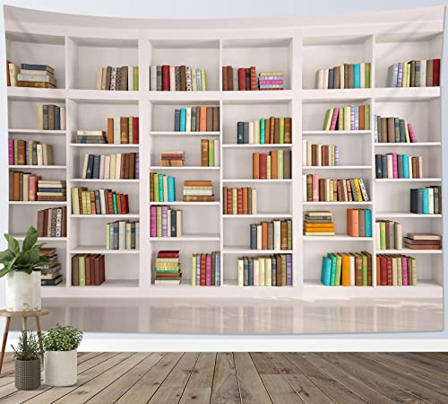 LB Wandteppich Bücherregal Wandtuch Bibliothek Wandbehang Büro Hintergrund Tapisserie für Wohnzimmer Schlafzimmer Wohnheim Wanddeko,200x150cm von LB