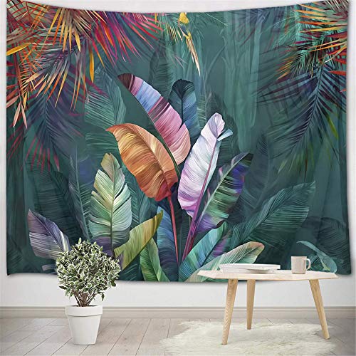 LB Wandteppich Tropenwald Wandtuch Palmblatt und grüne Pflanze Wandbehang Dschungel Tapisserie für Wohnzimmer Schlafzimmer Wohnheim Wanddeko,235x180cm von LB