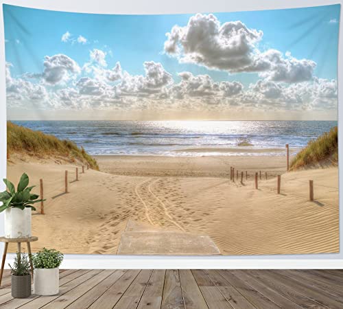 LB Wandteppich Tropischer Strand Wandtuch Sonnenuntergangslandschaft an der Küste Wandbehang Sommerinsel Meereslandschaft Tapisserie für Wohnzimmer Schlafzimmer Wohnheim Wanddeko,235x180cm von LB