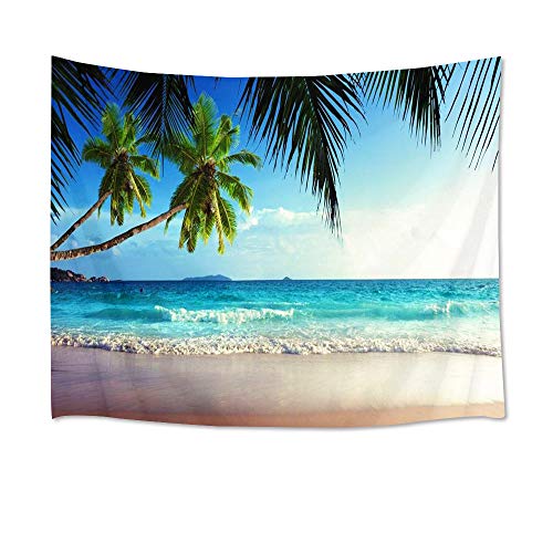 LB tropisch Palme Meer Strand Wandteppich hängende Tapisserie Picknick Strand Blatt Tischtuch Wohnaccessoire 200 Breite x 150 Höhe cm von LB