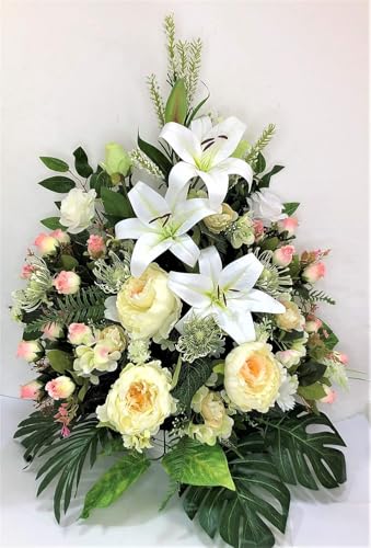 LBA Künstliche Blumenzentrum für den Friedhof. Auch für Kirchen. Spezieller Tag der Heiligen Maße: 80 x 70 x 45 cm. von LBA