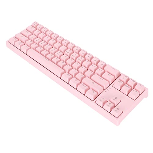 LBEC Mechanische Typ-C-Tastatur, ABS-Material, mechanische Tastatur mit 71 Tasten und schneller Reaktion und blauem Touch-Schalter; rosa von LBEC
