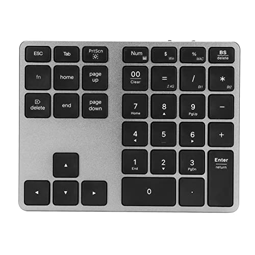 Wireless Numeric Keypad Ultra Slim Dual Mode 35 Key Wireless Numeric Keypad aus Aluminium für Laptop (Grau) von LBEC