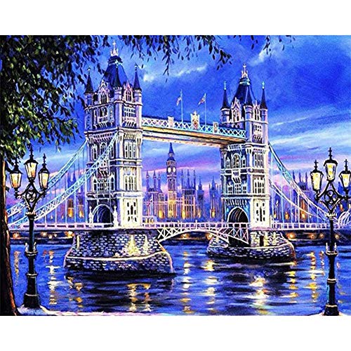 LBGMN DIY 5D Diamond Painting London Tower Bridge Modern Home Decoration Full Round Diamond Embroidery Golden Gate Bridge Decor Gifts von LBGMN