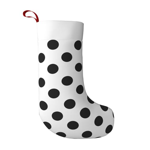 Gepunktete schwarz-weiße Weihnachtsstrümpfe für Kamin, hängende Strümpfe, weiße Manschette, Dekoration, 45,7 cm, superweich, groß, für Weihnachten, Weihnachtsgeschenk, Familienurlaubsdekoration Gepunktete schwarz-weiße Weihnachtsstrümpfe für Kamin, hängende Strümpfe, weiße Manschette, Dekoration, 45,7 cm, superweich, groß, für Weihnachten, Weihnachtsgeschenk, Familienurlaubsdekoration von LBHH